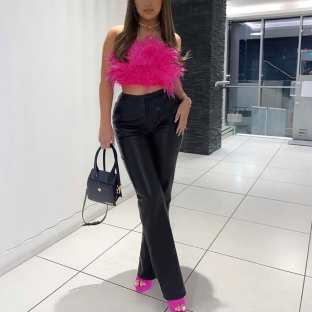 NWT ZARA FAUX LEATHER STRAIGHT LEG PANTS